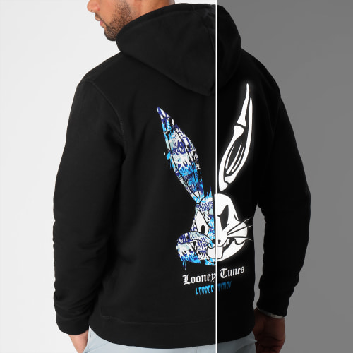 Sweat Capuche Horror Edition Bugs Bunny Graffiti Blue Noir Réfléchissant