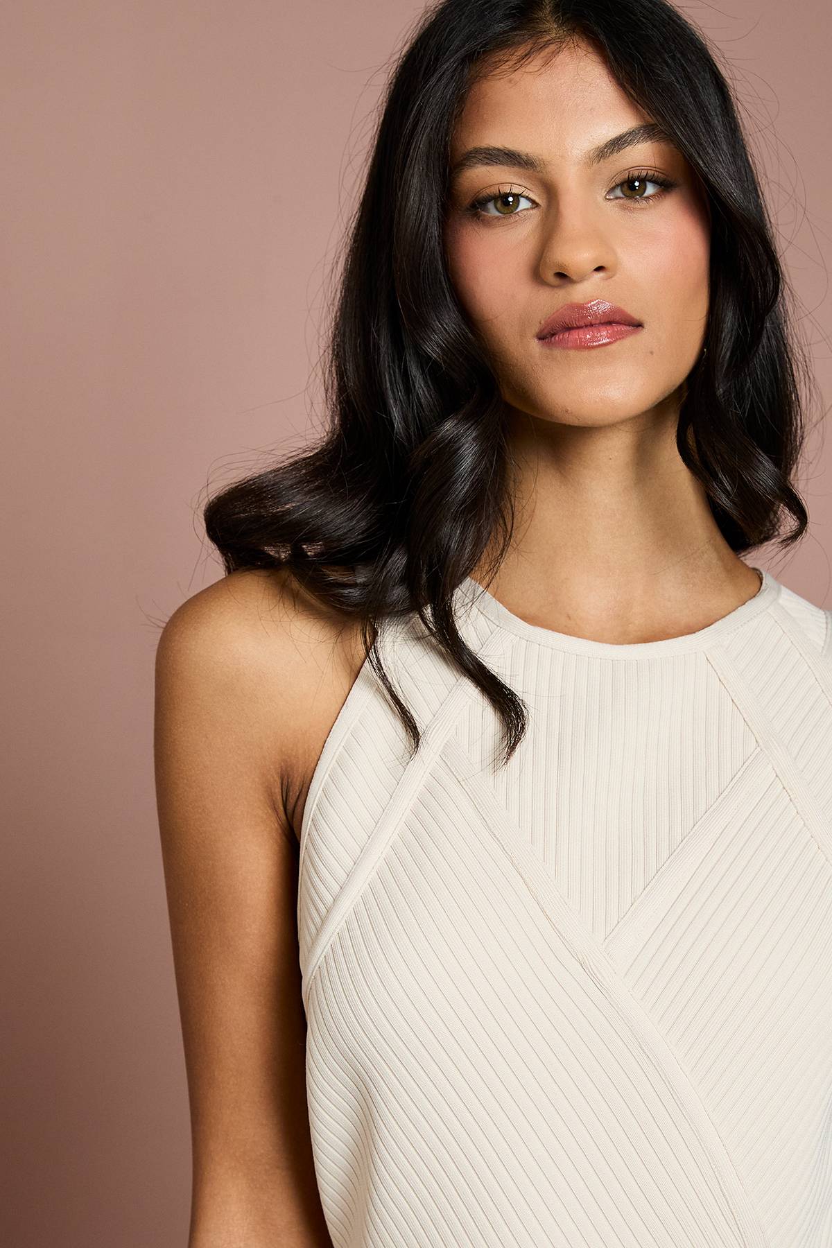 Coast Robe Midi Petite Côtelée Bandage Col Halter