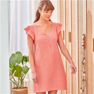 Chemise de nuit volantée en gaze de coton - BECQUET CRÉATION