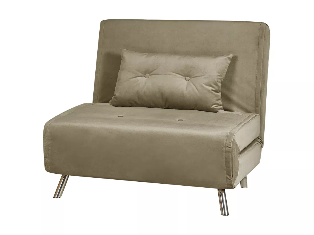 Canapé convertible 1 place en velours vert olive FARRIS