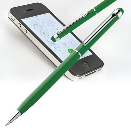 Easy Gifts Touchpen Drehkugelschreiber aus Edelstahl, grün, 10 Stück