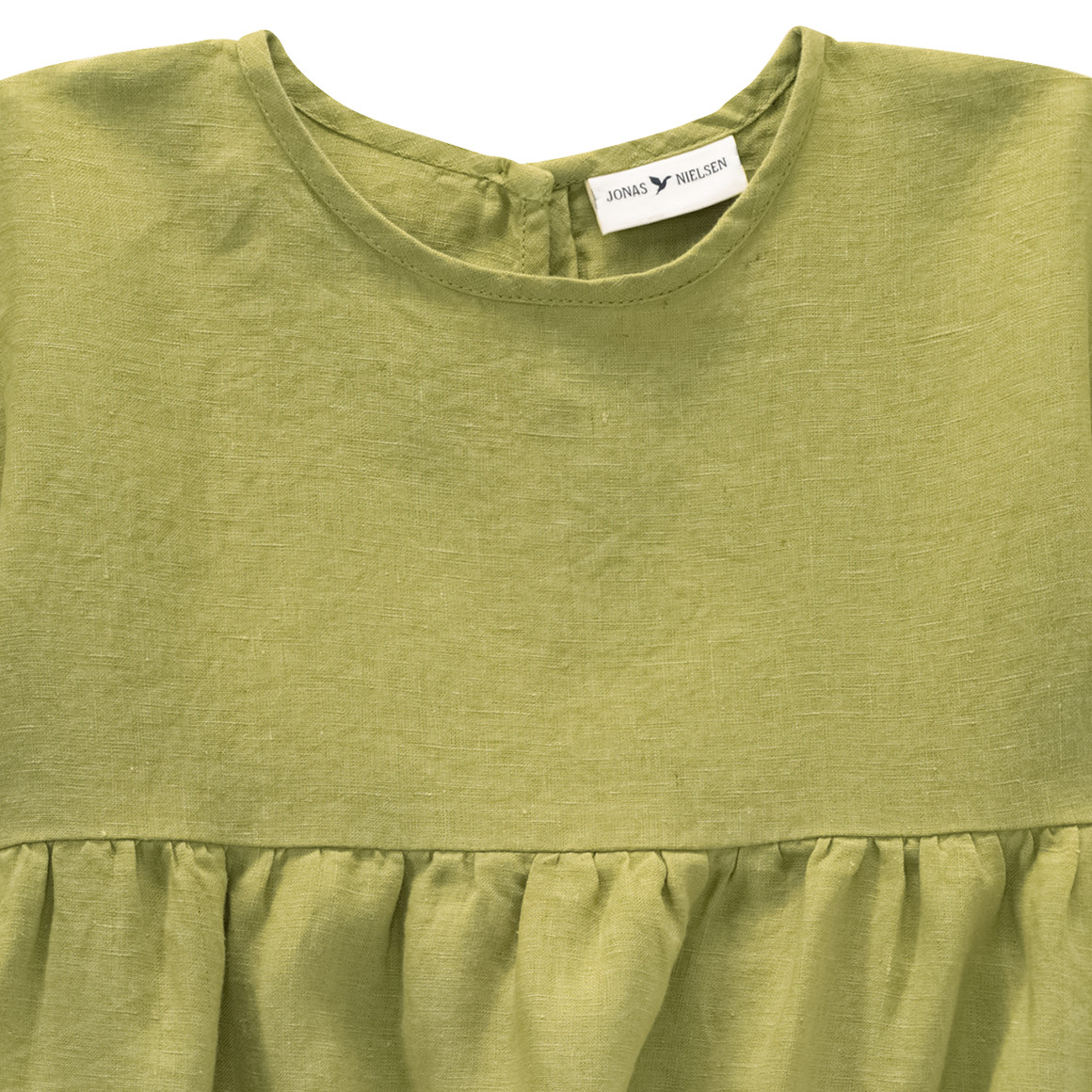 Jonas Nielsen Mädchen Leinen-Kleid mit kurzen Ärmeln limette