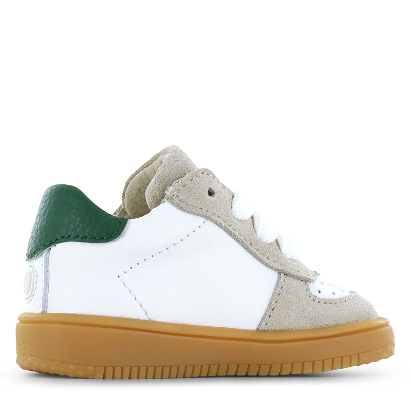 Shoesme wit-groen sneakertje Leer, Suède | Jongens schoenen