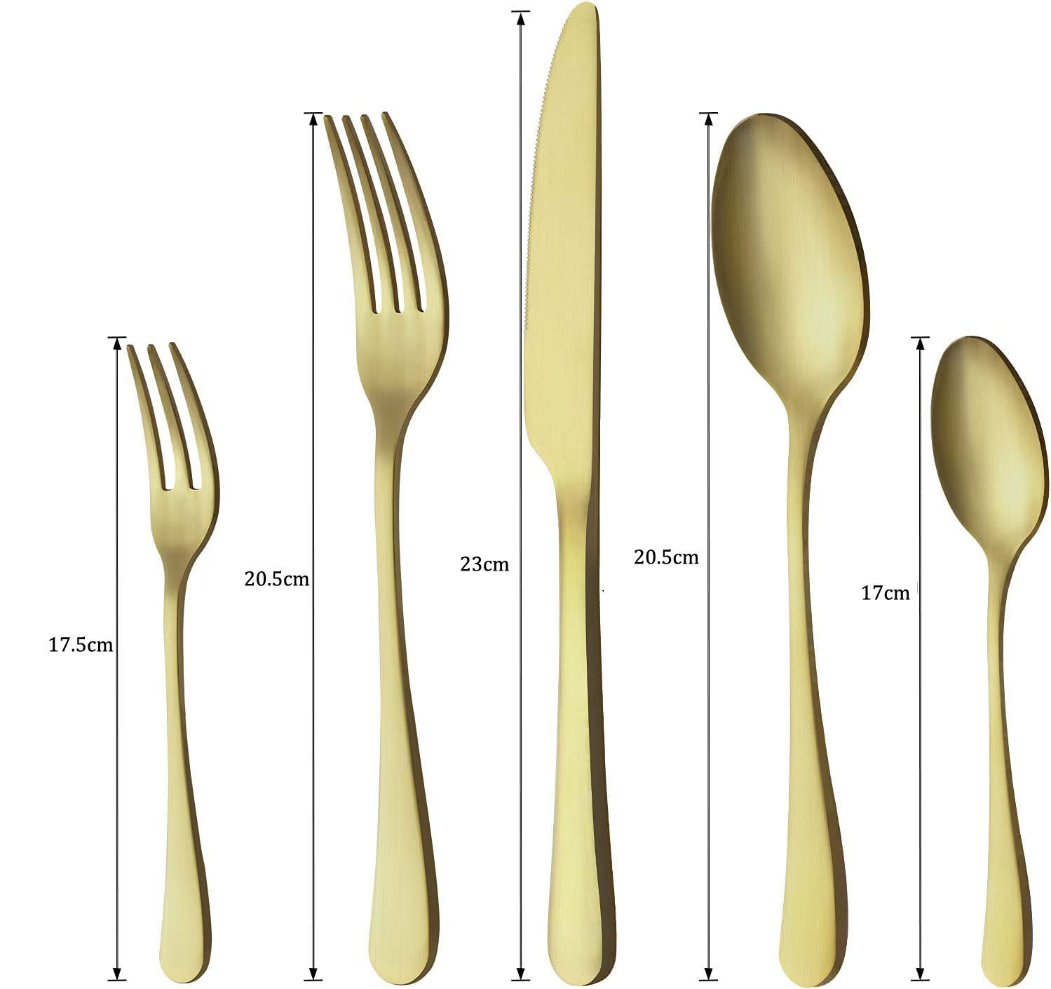(5-tlg. Set) Edelstahl Besteck Deko Essbesteck Kit mit Gabel / Löffel / Messer - Gold