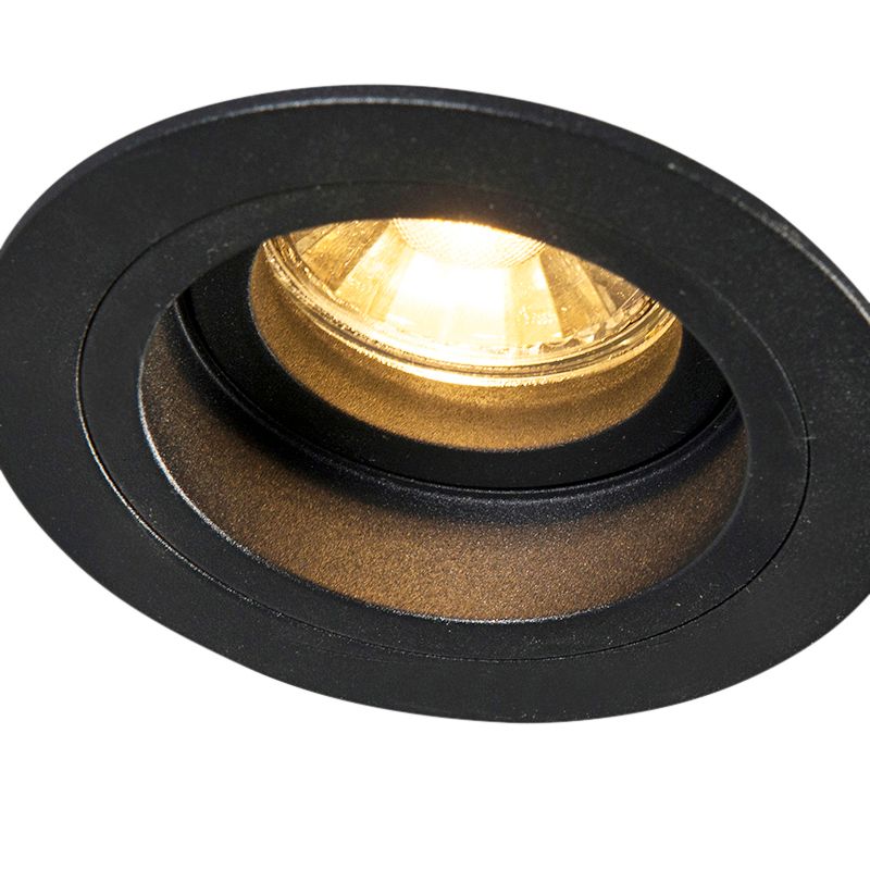 Smart inbouwspot zwart rond incl. wifi GU10 - Chuck