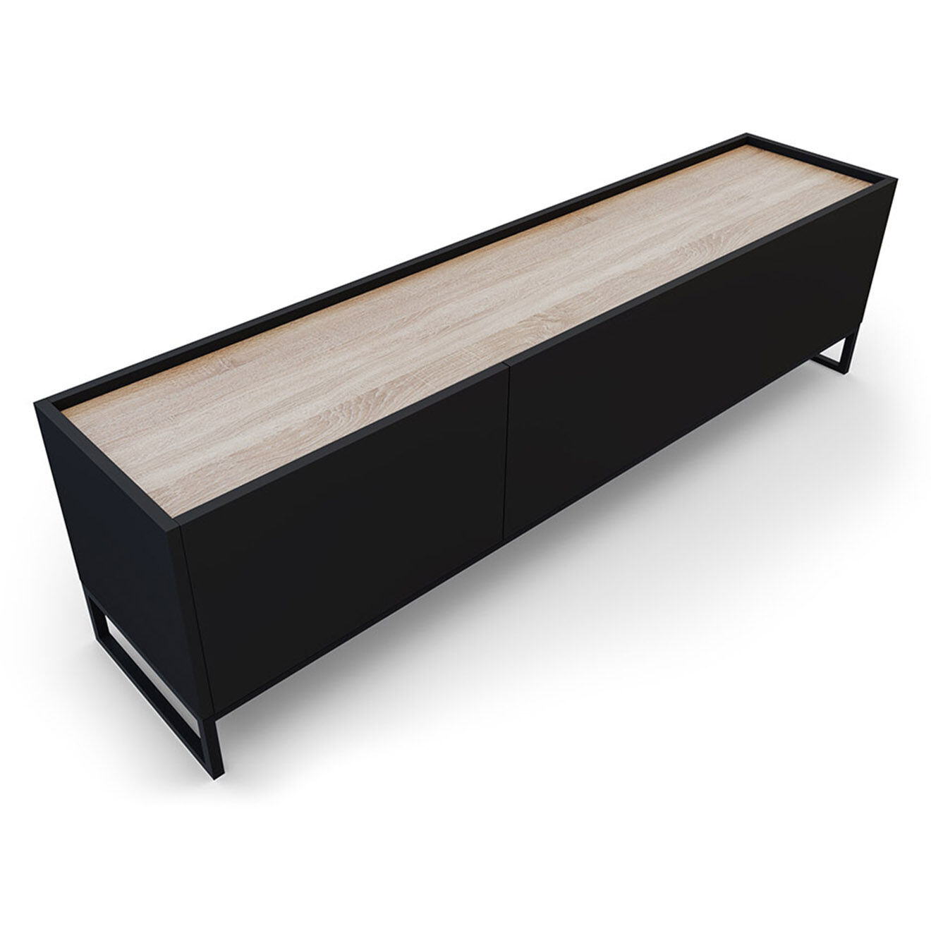 Windsor & Co Meuble TV Helene chêne naturel/noir - 180x40x50 cm