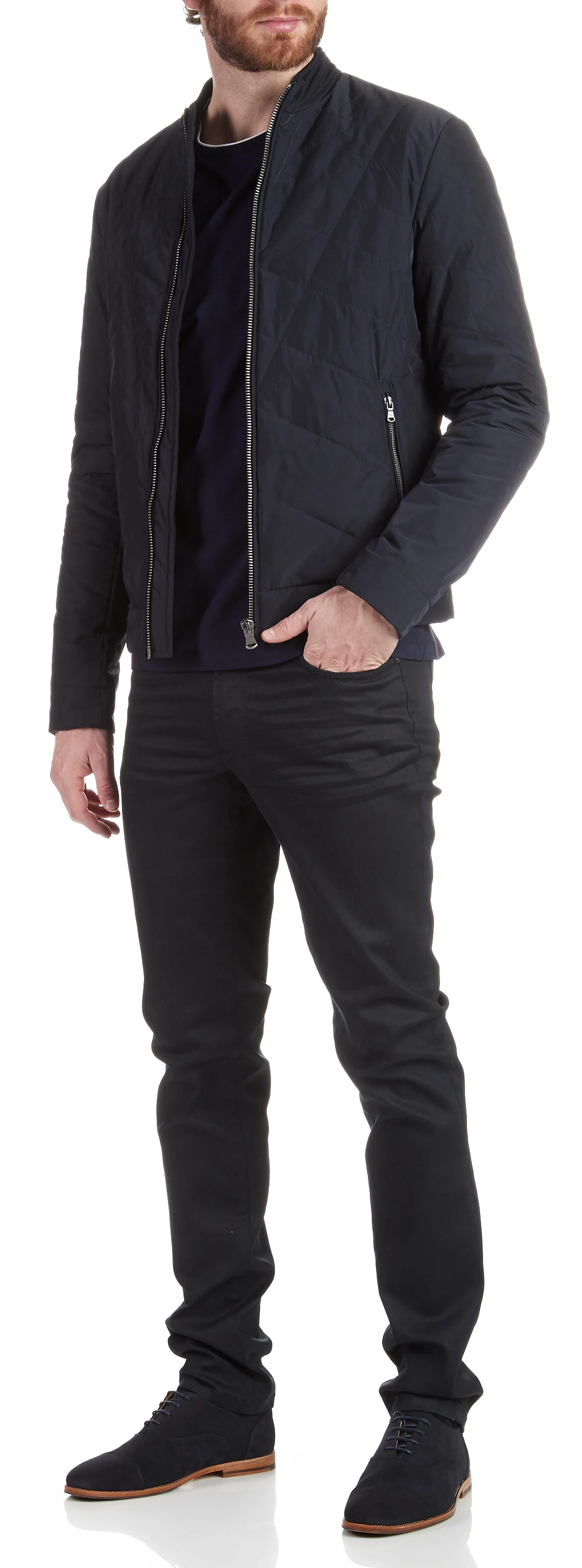 Jean slim-fit enduit taille normale | Bleu