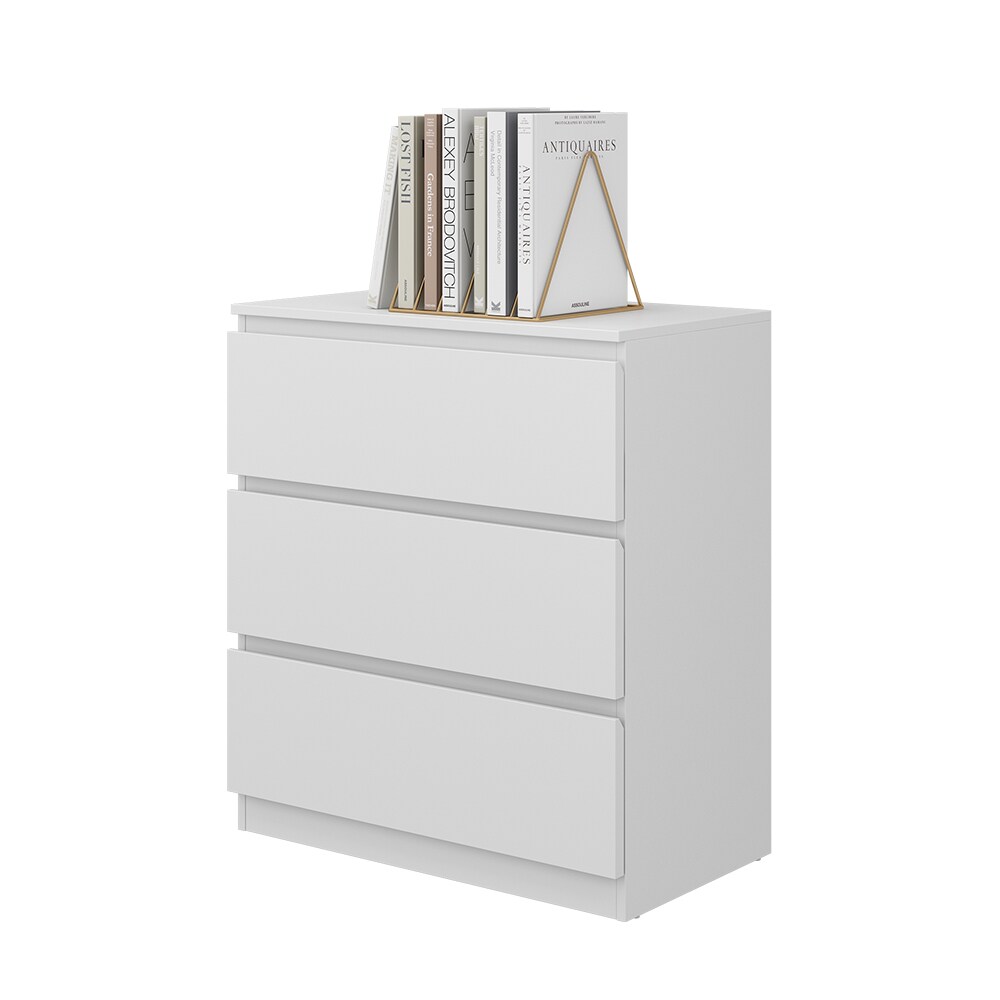 Vicco Kommode Calisto, Weiß 70 x 78,5 cm, mit 3 Schubfächer, Highboard, Schrank