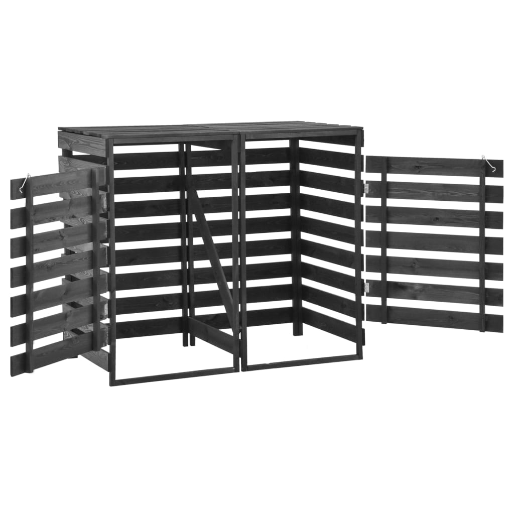 Abri de poubelle double 140x75x121 cm bois de pin massif peint