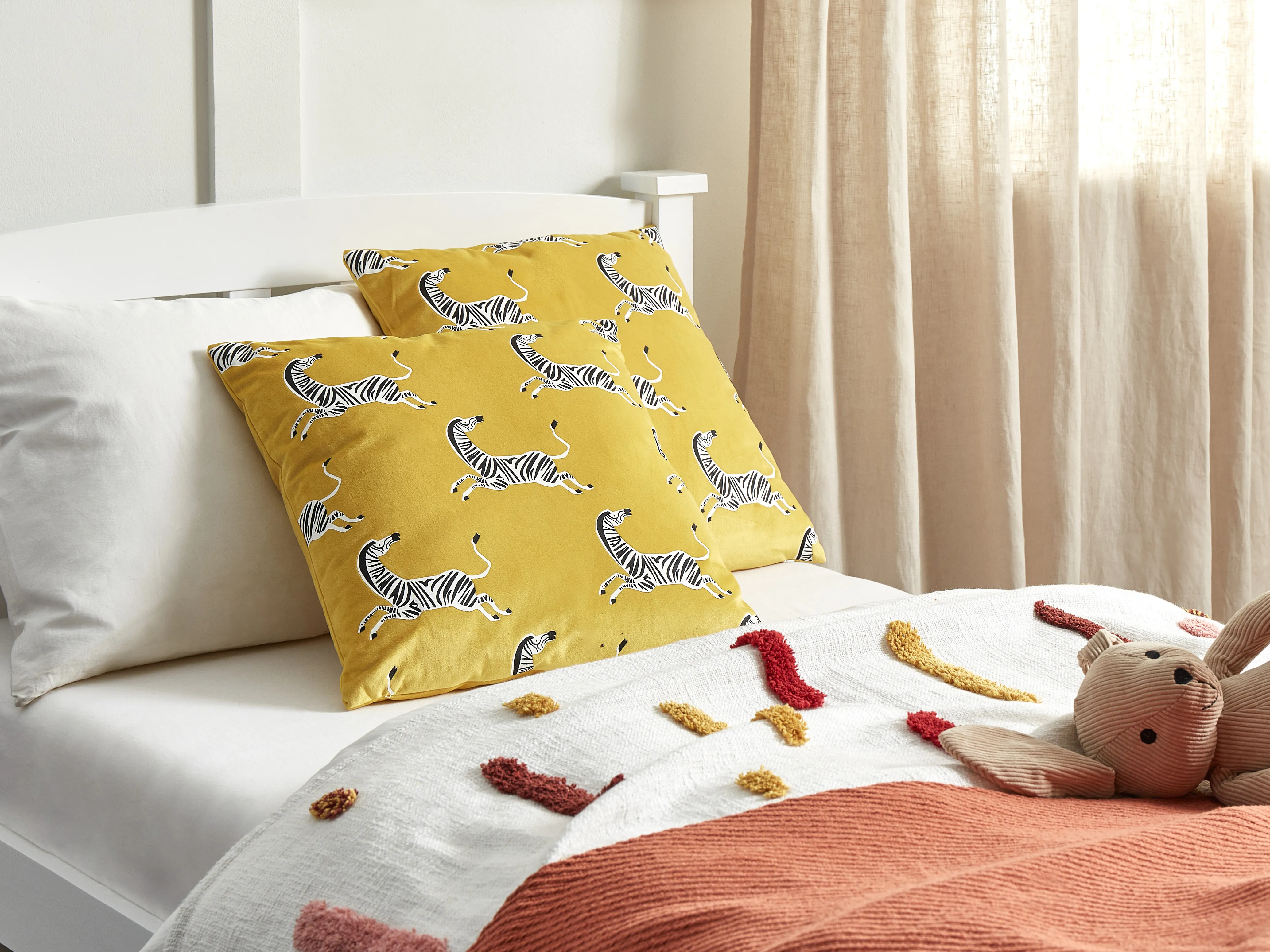 Set van 2 sierkussens ACONITUM Fluweel 45 x 45 cm Geel dierenprint