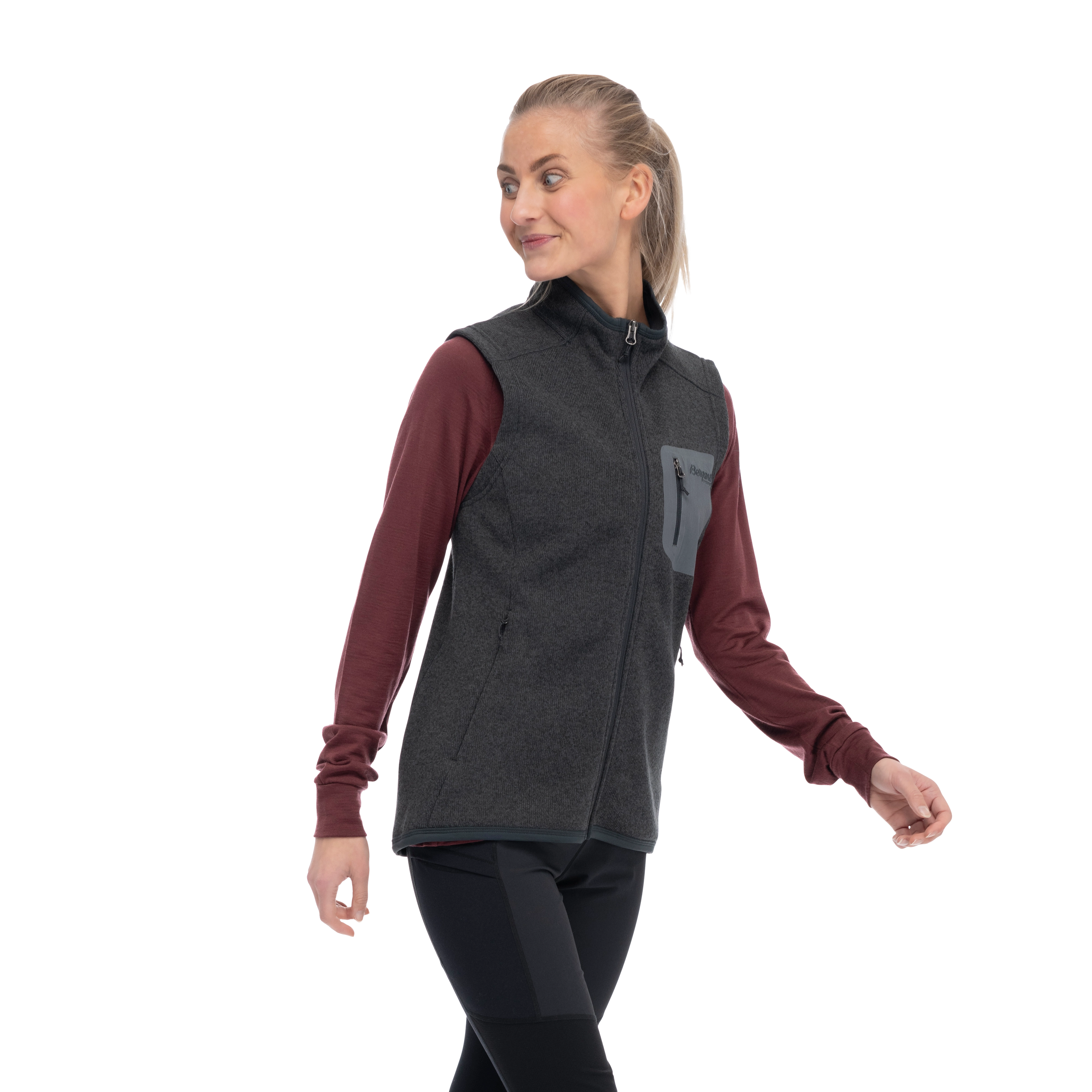 Kamphaug Knitted Vest Women Dark Shadow Grey