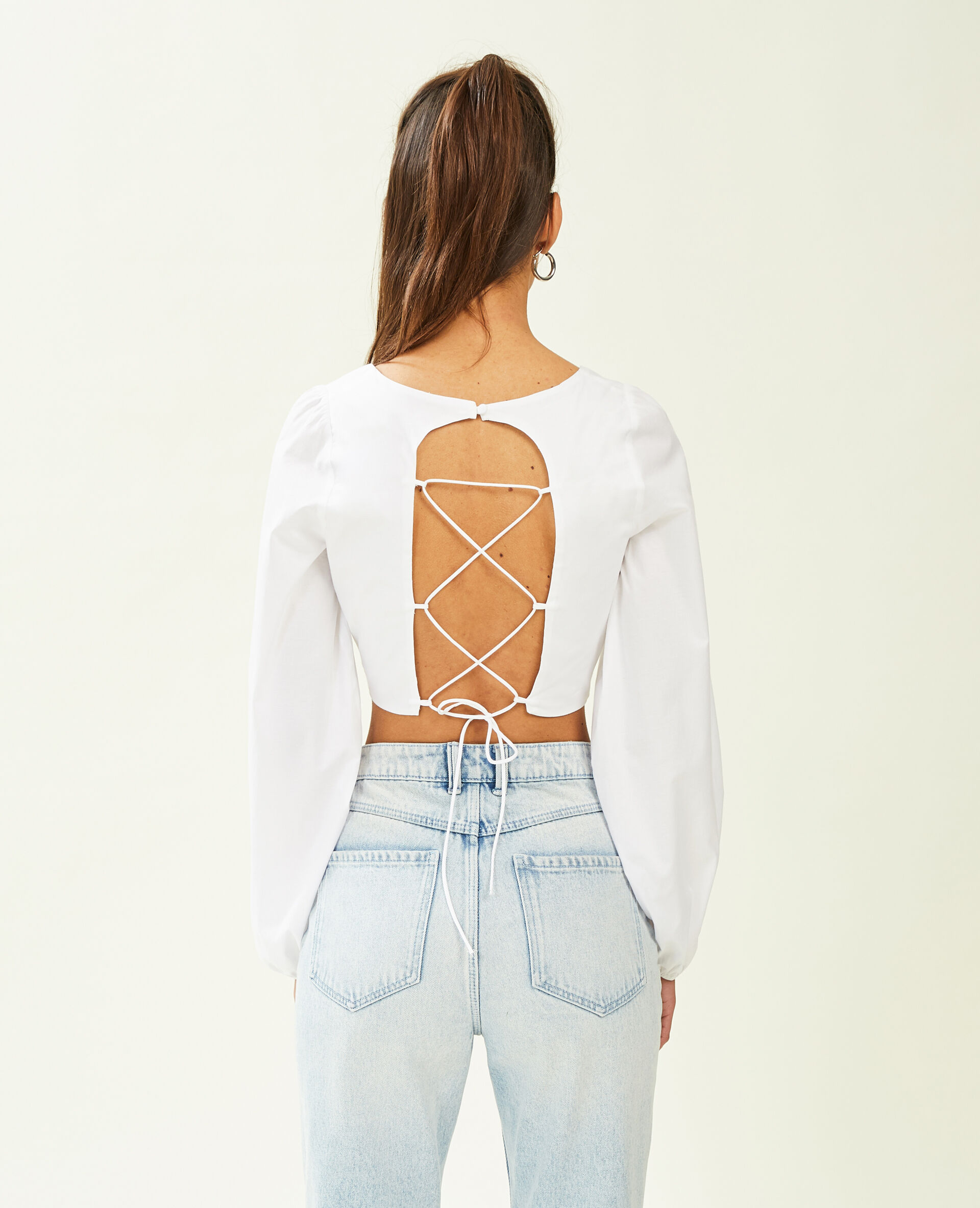 Top style corset à manches longues - Blanc