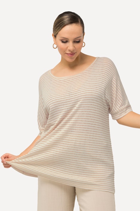 T-Shirt, Streifen, Oversized, Rundhals, Halbarm