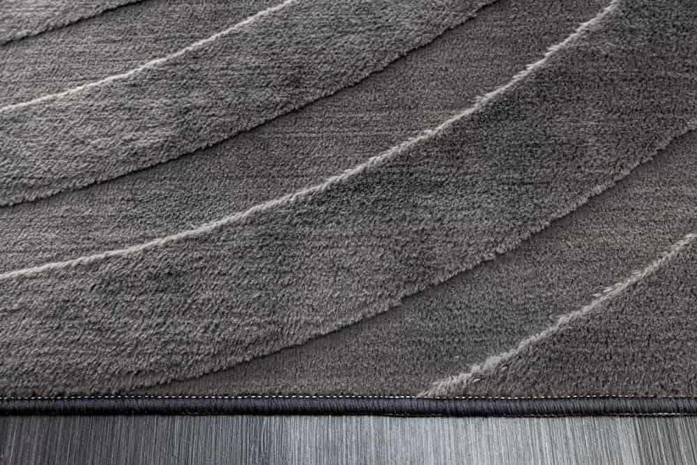 Moderner XXL Teppich WAVE 350x235cm anthrazit Kurzflor Indoor Hoch-Tief-Effekt