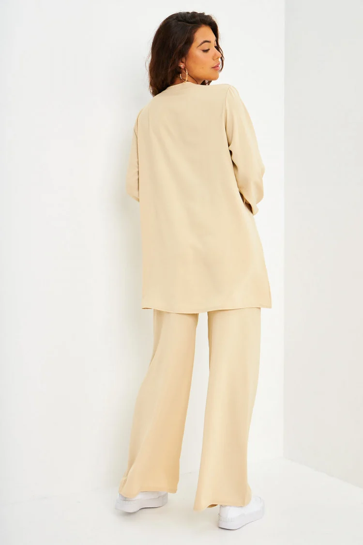 Ensemble 2 pièces tunique + pantalon beige