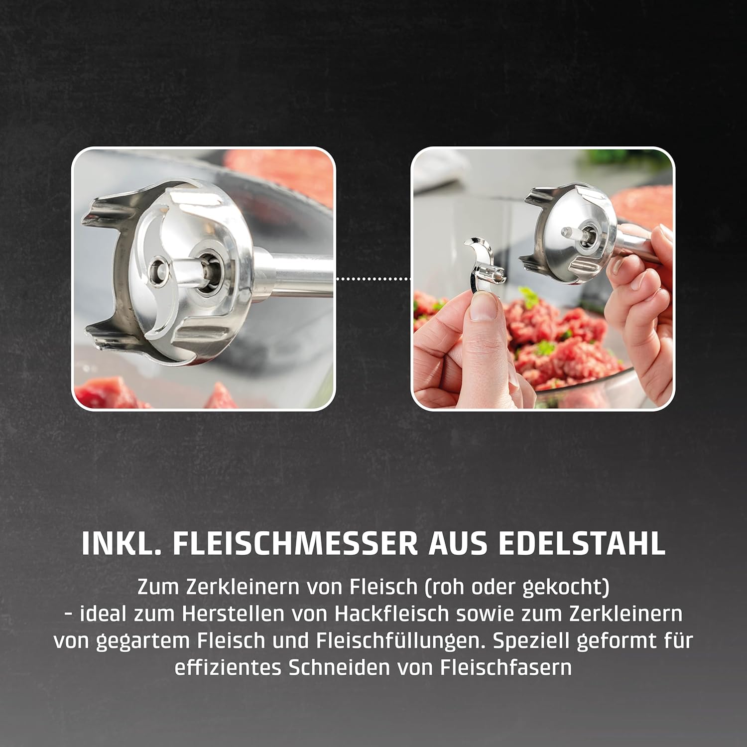 CASO HB 2400 Pro XL-Design Stabmixer Inkl. Zubehör, Testsieger Haus & Garten Test, Mixen, Rühren, Quirlen, Pürieren, Edelstahlstab (29cm), leistungsstarke 24.000 U/min