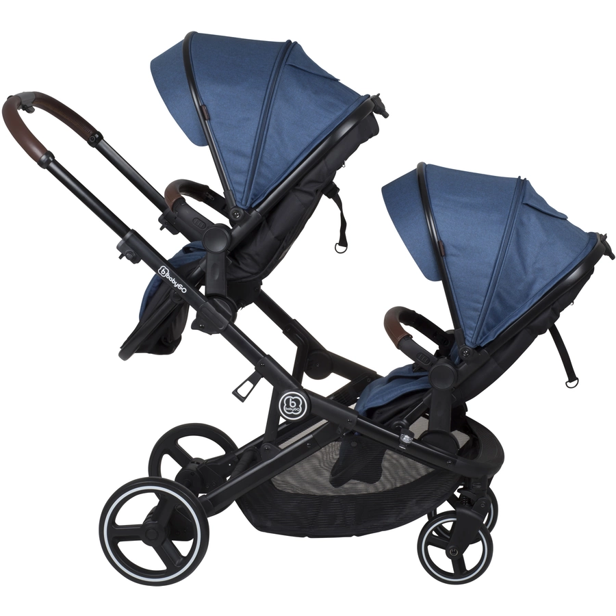 babyGO Geschwisterwagen Twinner Blue