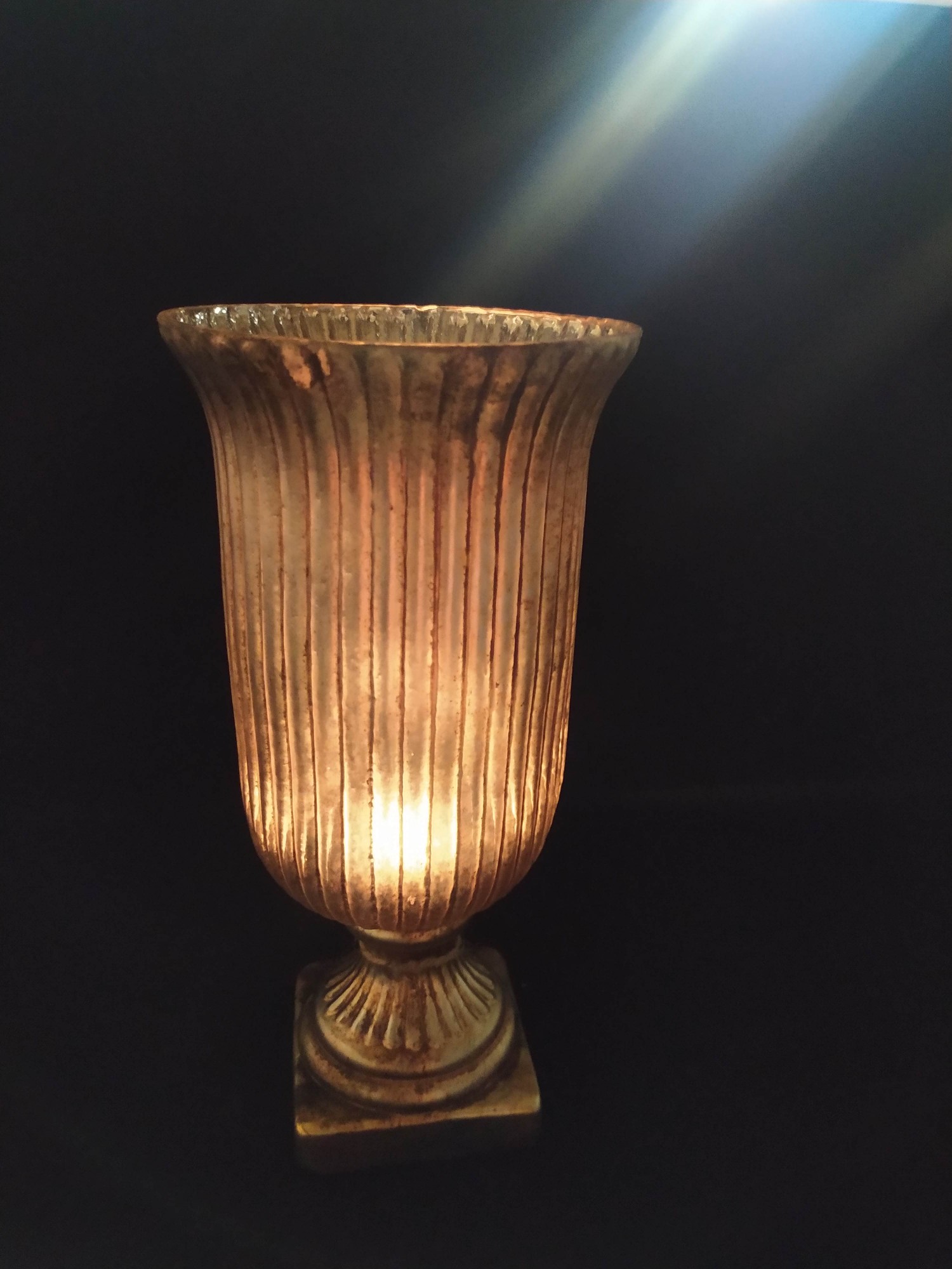 Glaspokal 'Eles' antik silber, H 32 cm, Ø 15 cm von fischer's lagerhaus