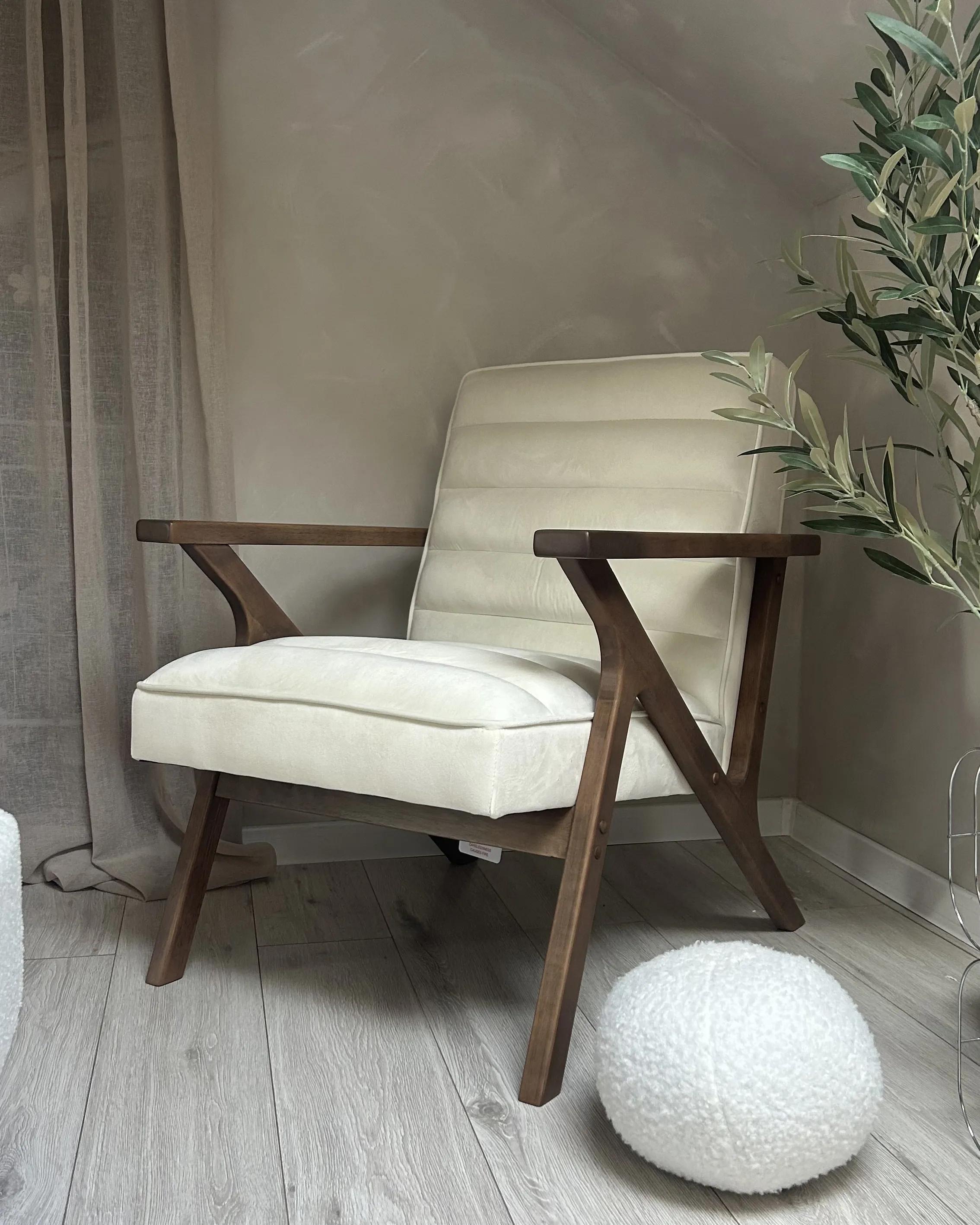 Fauteuil KISA Fluweel Gebroken wit
