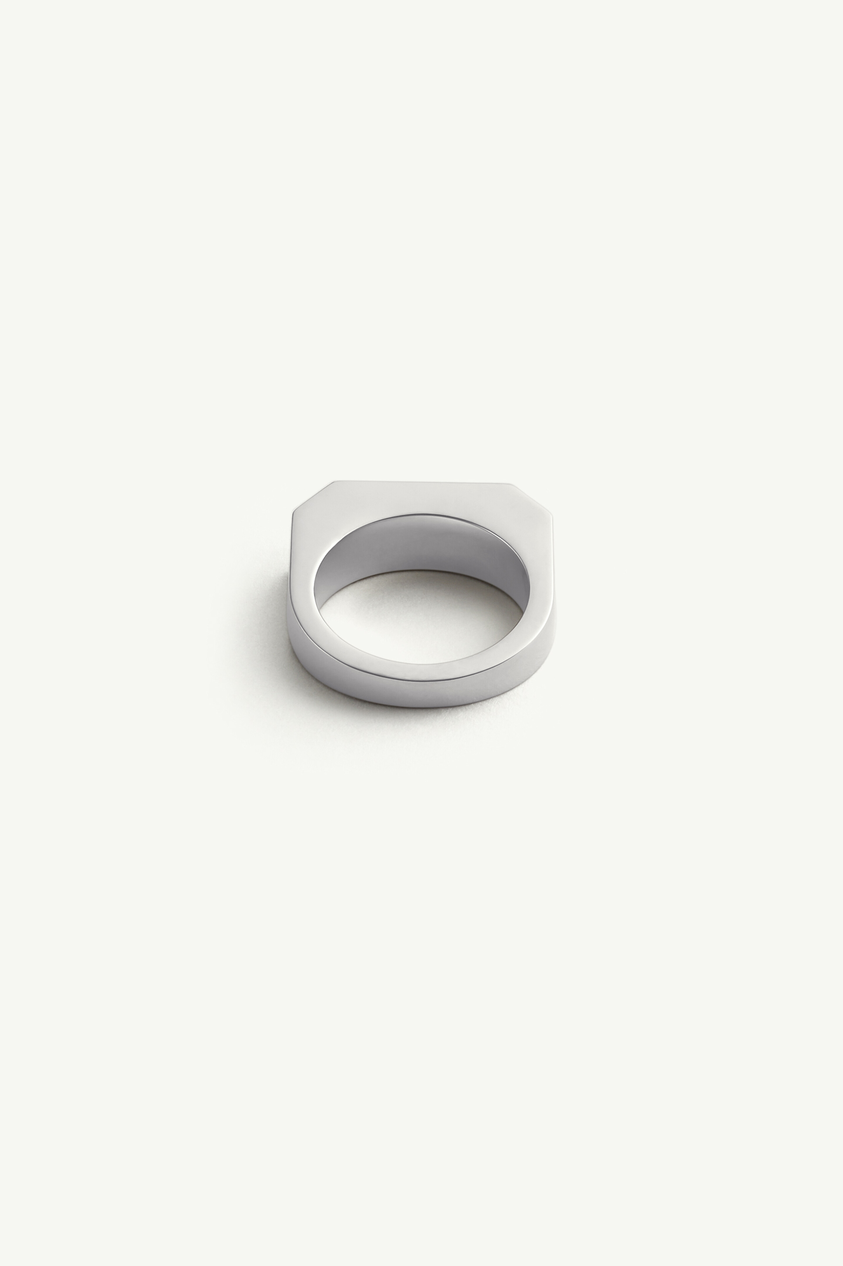Bague rectangulaire avec logo minimal Polished palladio