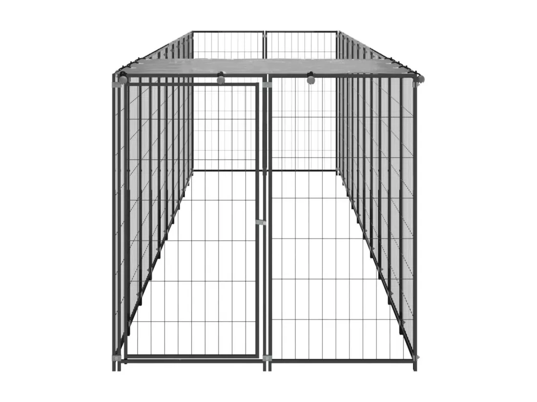 Chenil extérieur cage enclos noire 550 x 110 x 110 cm 02_0000546