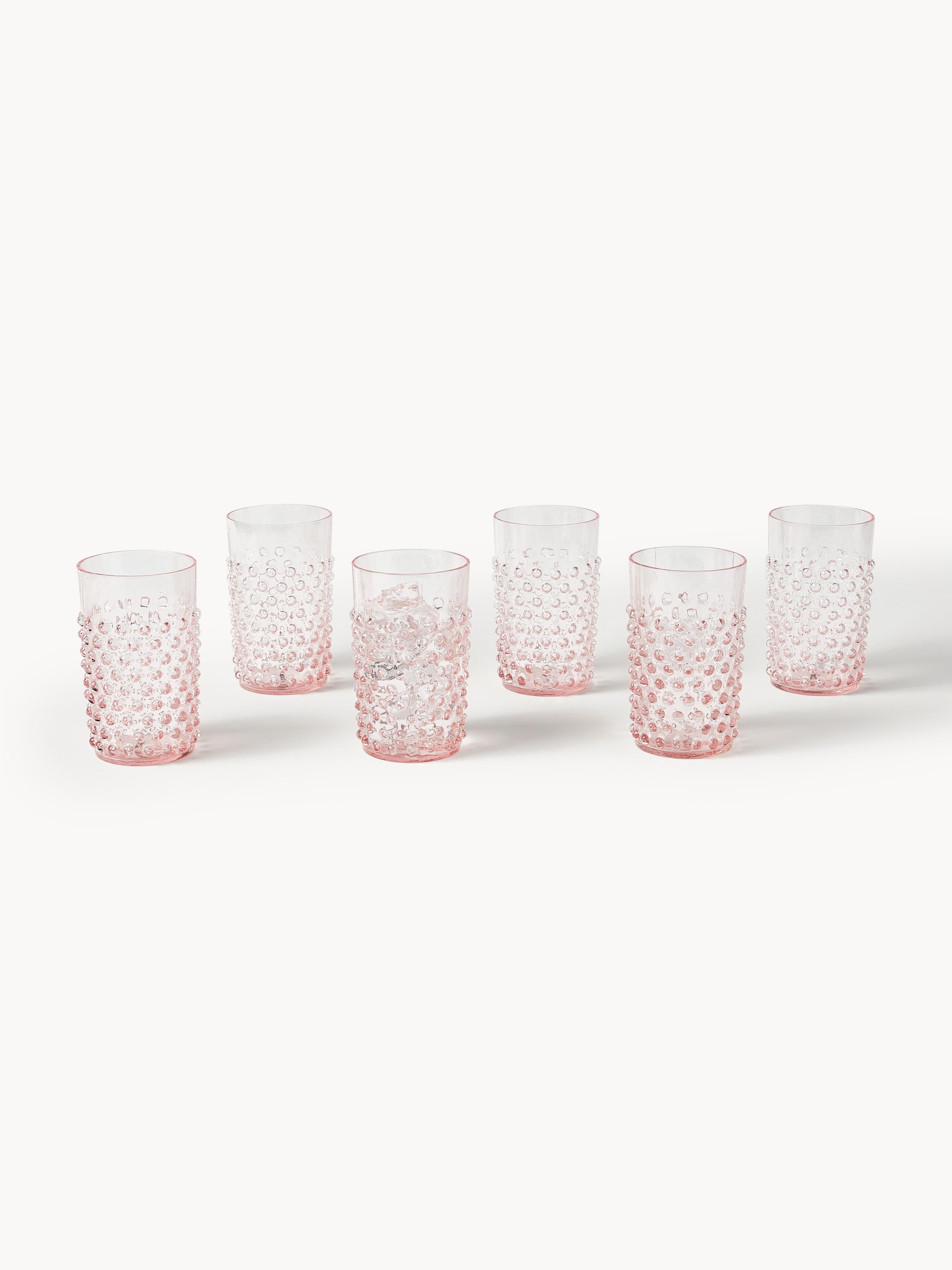 Mondgeblazen waterglazen Hobnail, 6 stuks