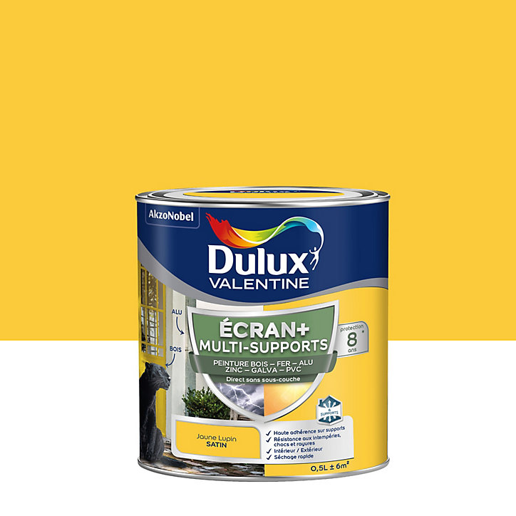 Peinture extérieure multi-supports Ecran+ Dulux Valentine satin jaune 500ml