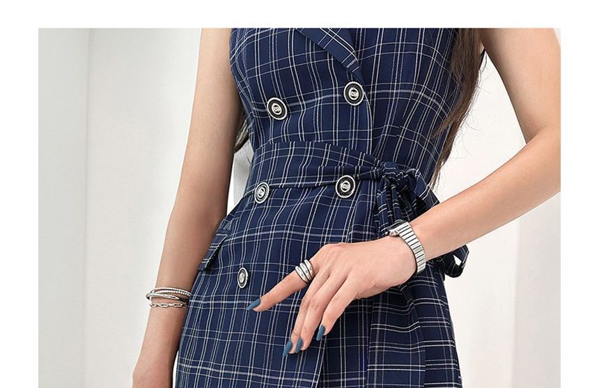 Aurora - Set: Dubbelrijs geruit vest + High Rise Dress Pants