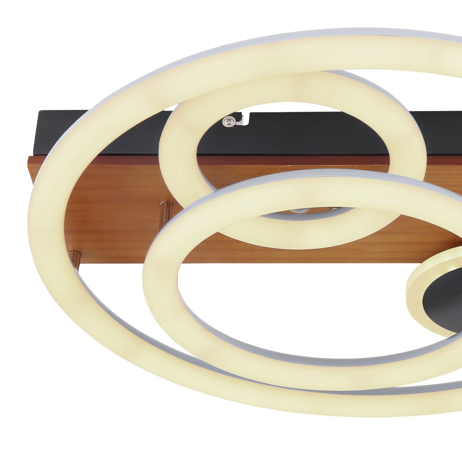 LED-Deckenleuchte - schwarz-holzfarben-weiß - Ø 48 cm