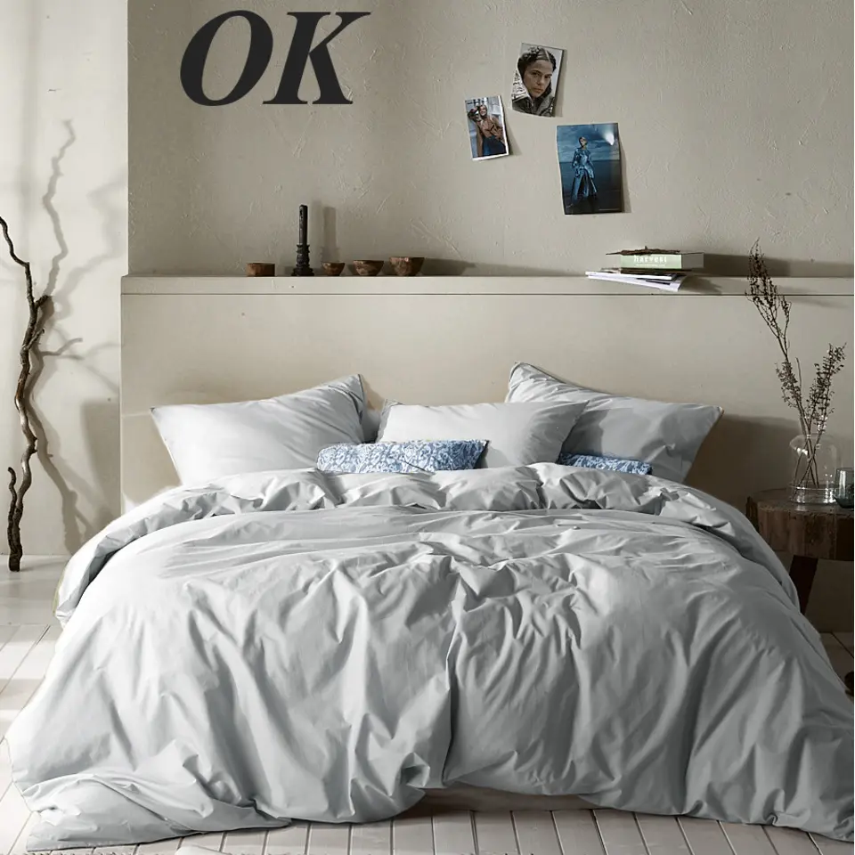 Moodit Dekbedovertrek Basil Silver - Lits Jumeaux - 240 x 220 cm - Katoen