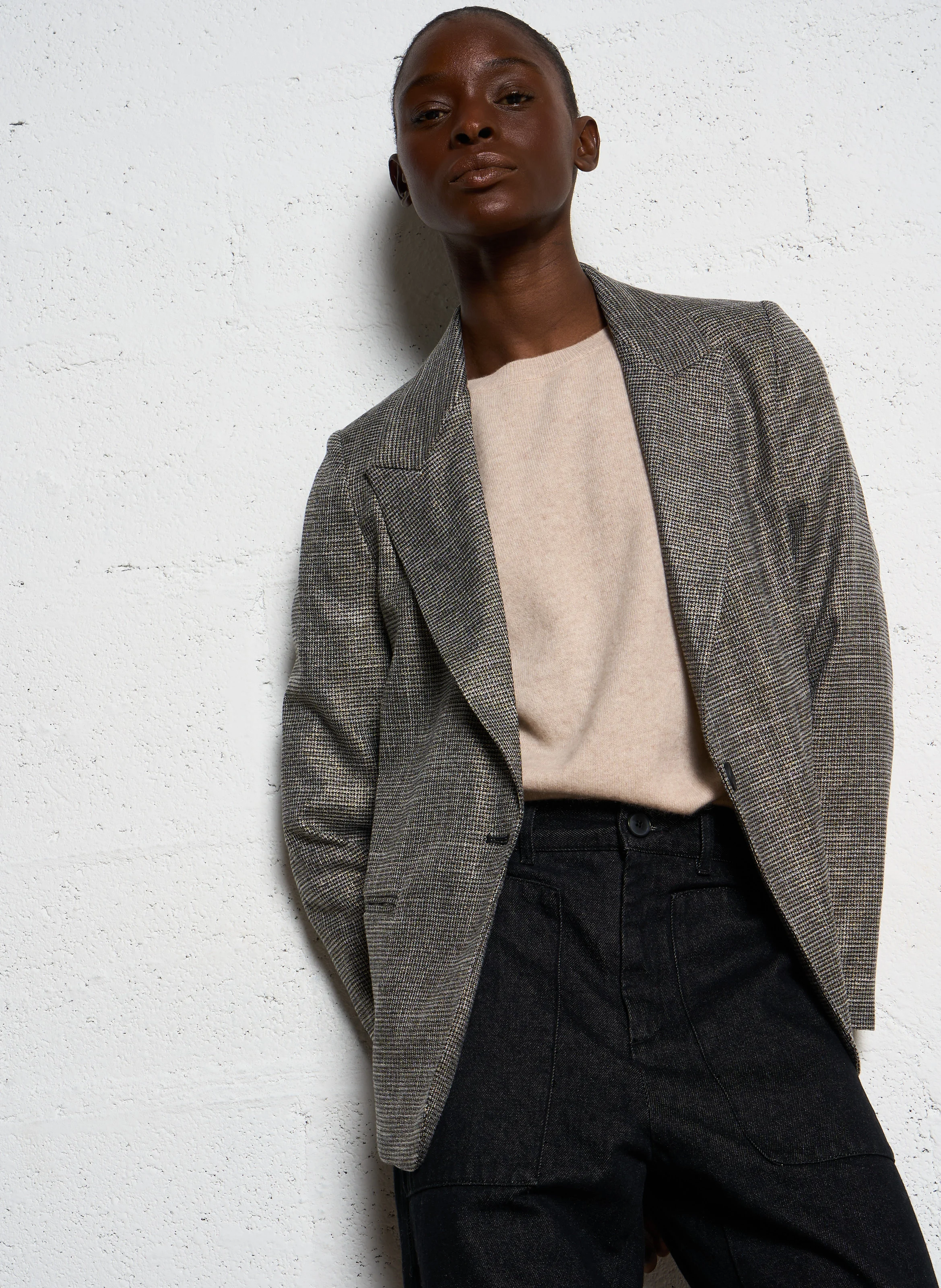 VARTINA - Veste de tailleur pied de poule | Doré