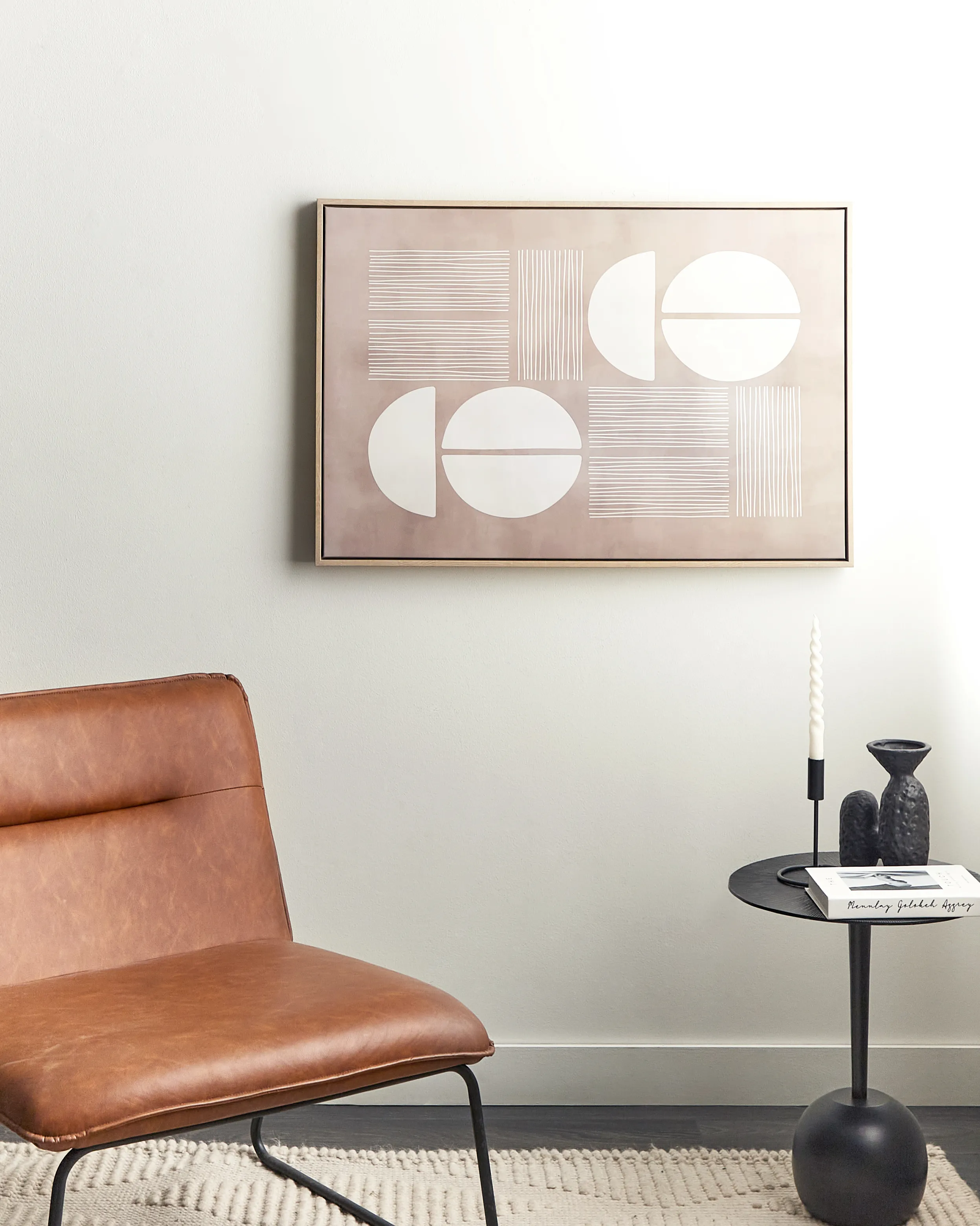 Canvas RACALE Abstract motief 63 x 93 cm Beige