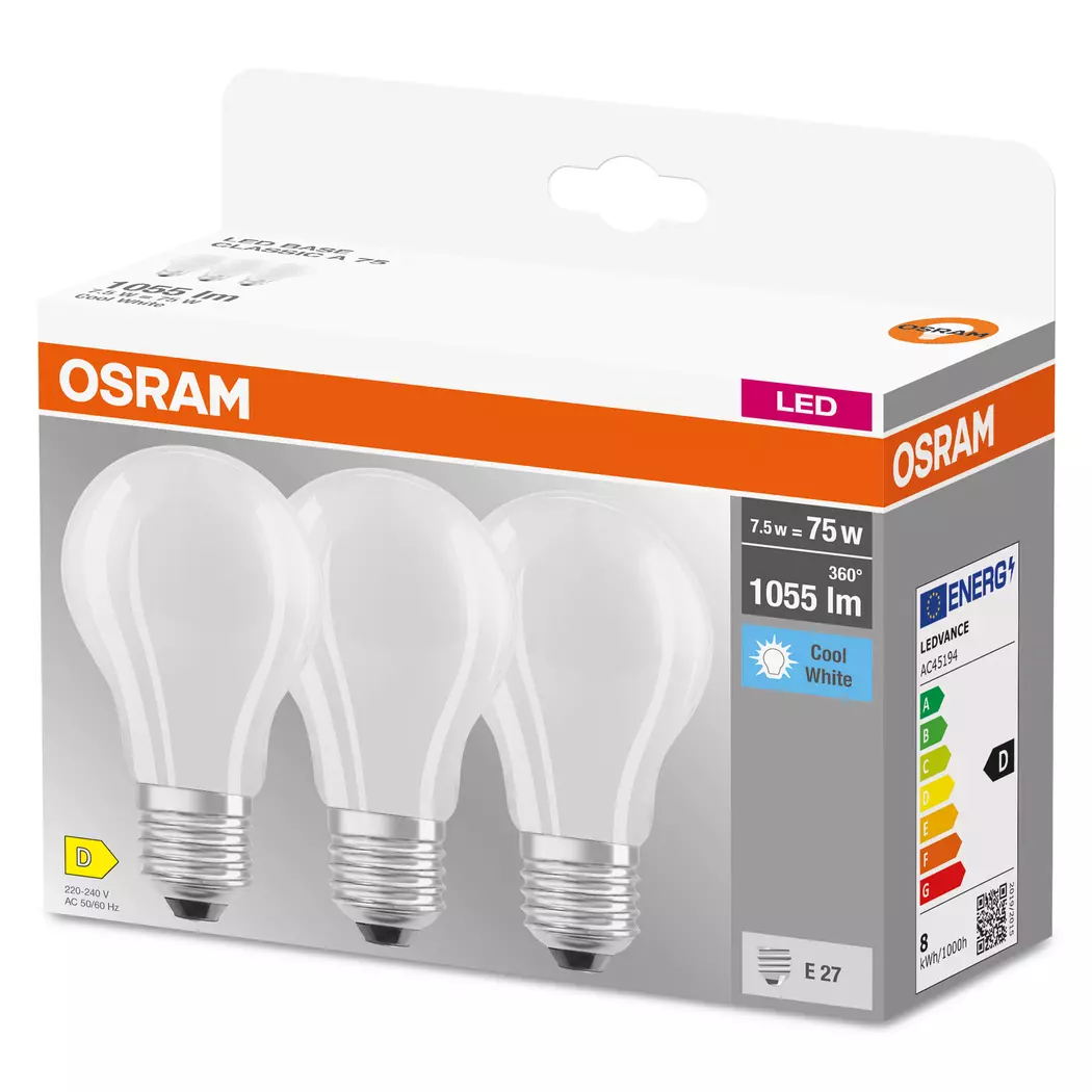 LED-Birne E27/7,5 Watt/Energie D