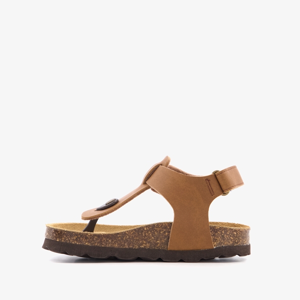 Groot leren kinder sandalen met teenbandje cognac