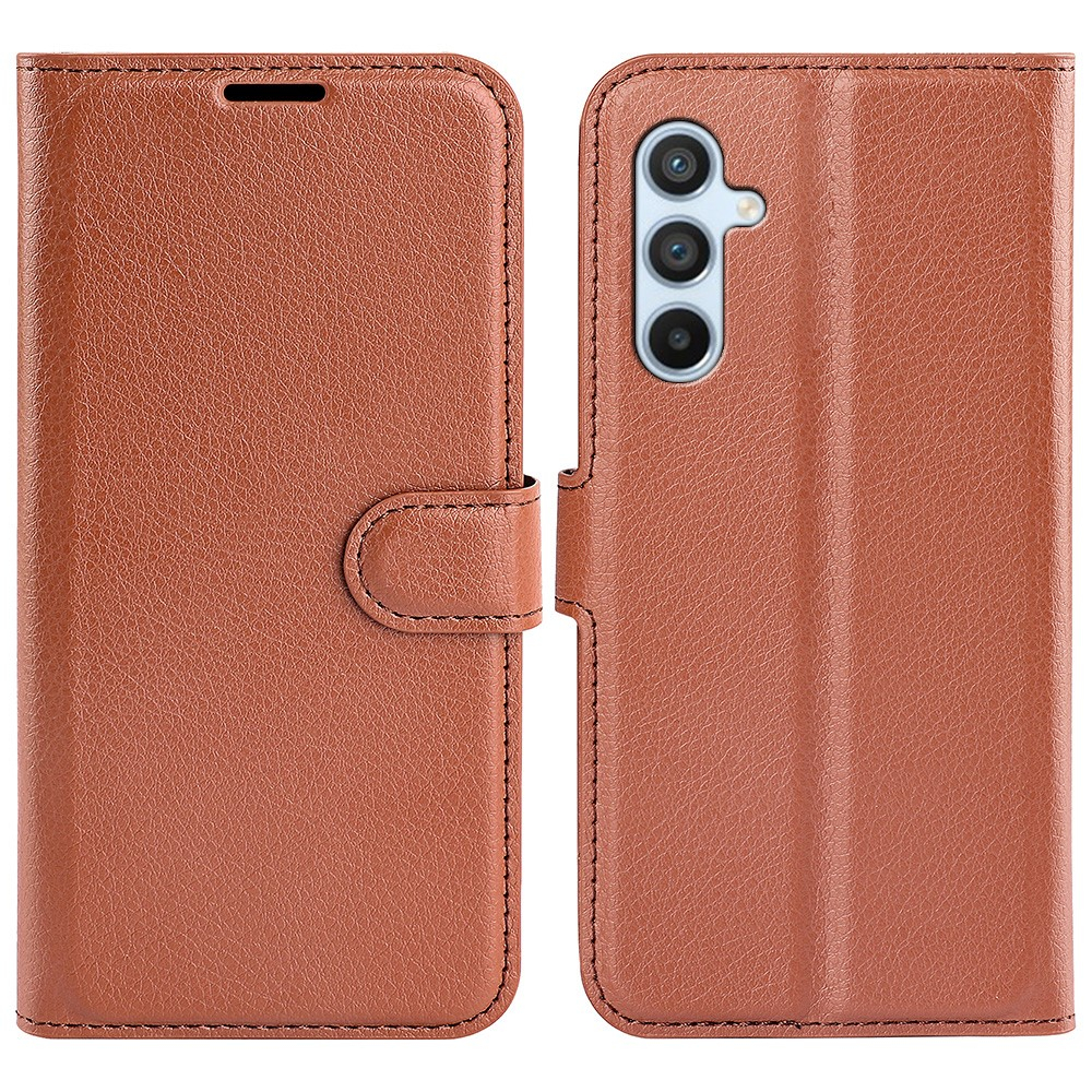 Samsung Galaxy A54 5G Leder Tasche Flip Cover Litchi Look - Braun