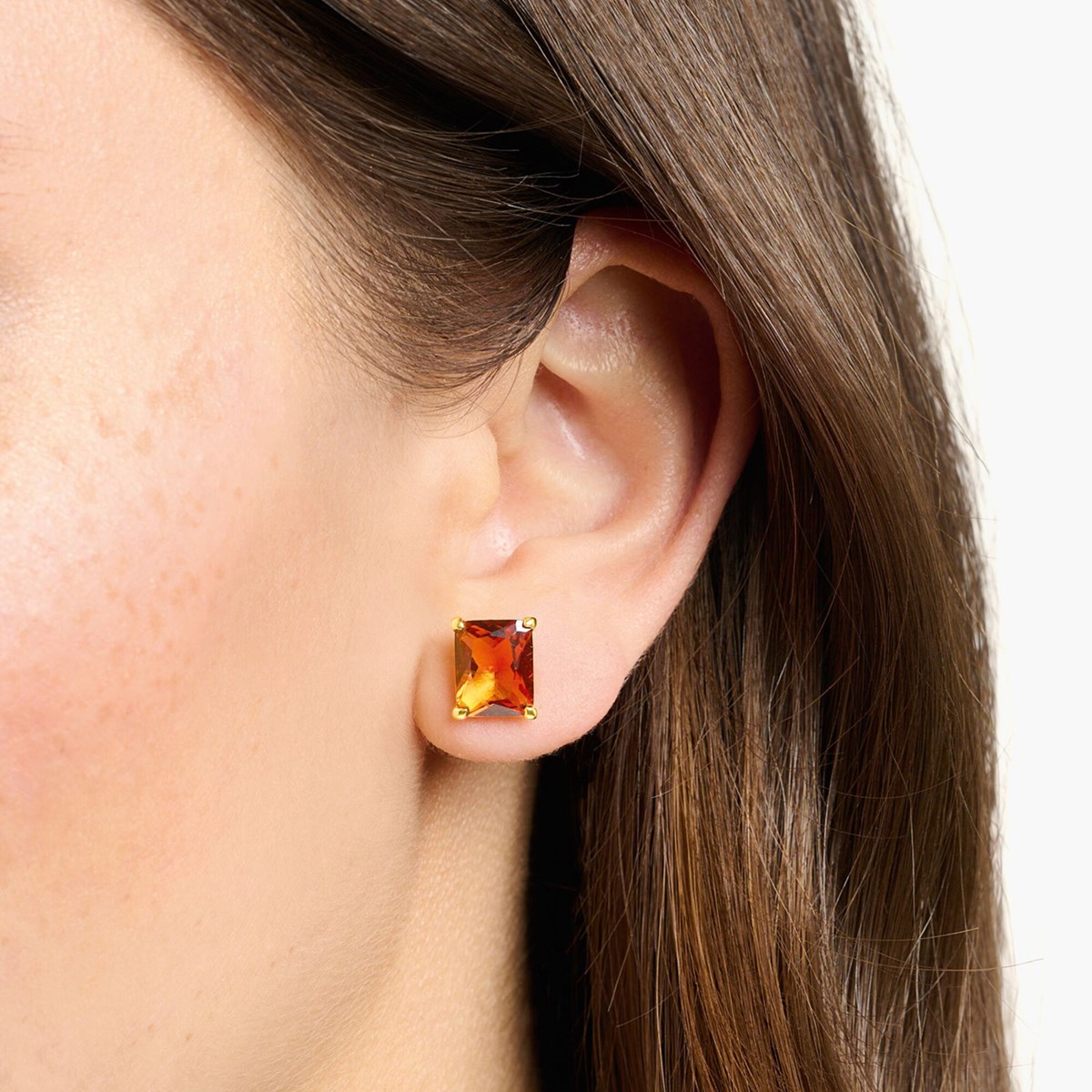 Boucles d'oreilles Thomas Sabo argent doré oxydeorange rectangulaire