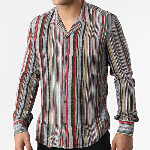 Chemise Manches Longues G-9035 Gris Rouge
