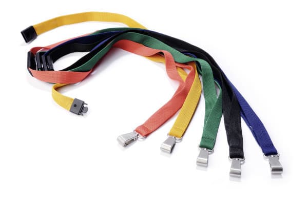 Durable Textile lanyard SOFT COLOUR Ochre, Merkeholder, Metall, Tekstil, Gult, 44 cm, 15 mm