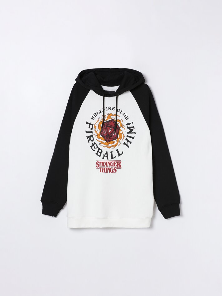 Moletom com capuz estampado de Stranger Things da Netflix - Preto