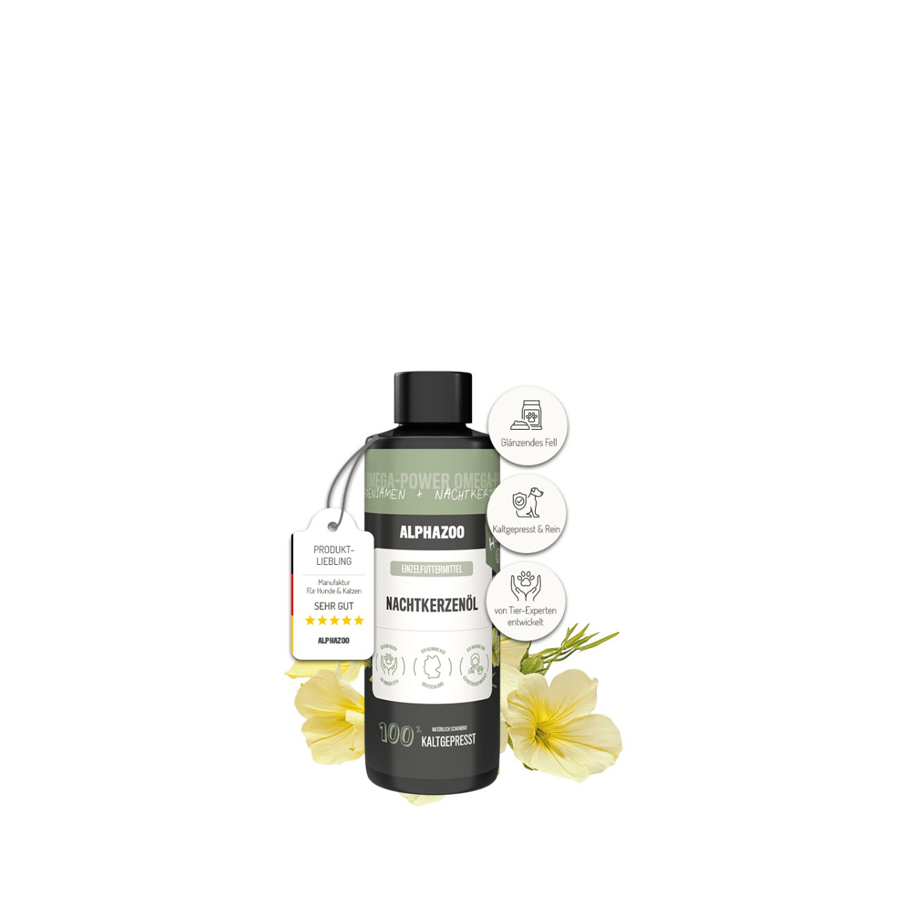 ALPHAZOO Premium Nachtkerzenöl für Hunde 250 ml