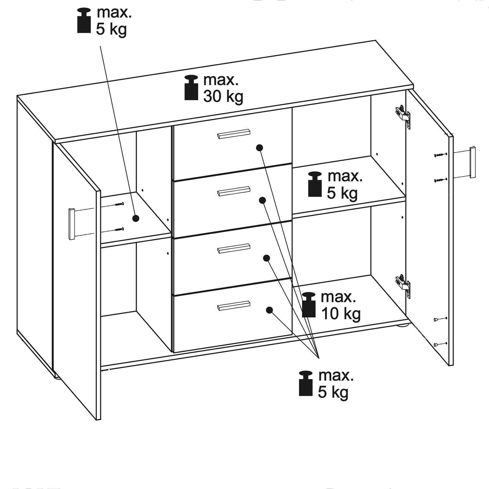 Sideboard - Sandeiche - 132 cm breit