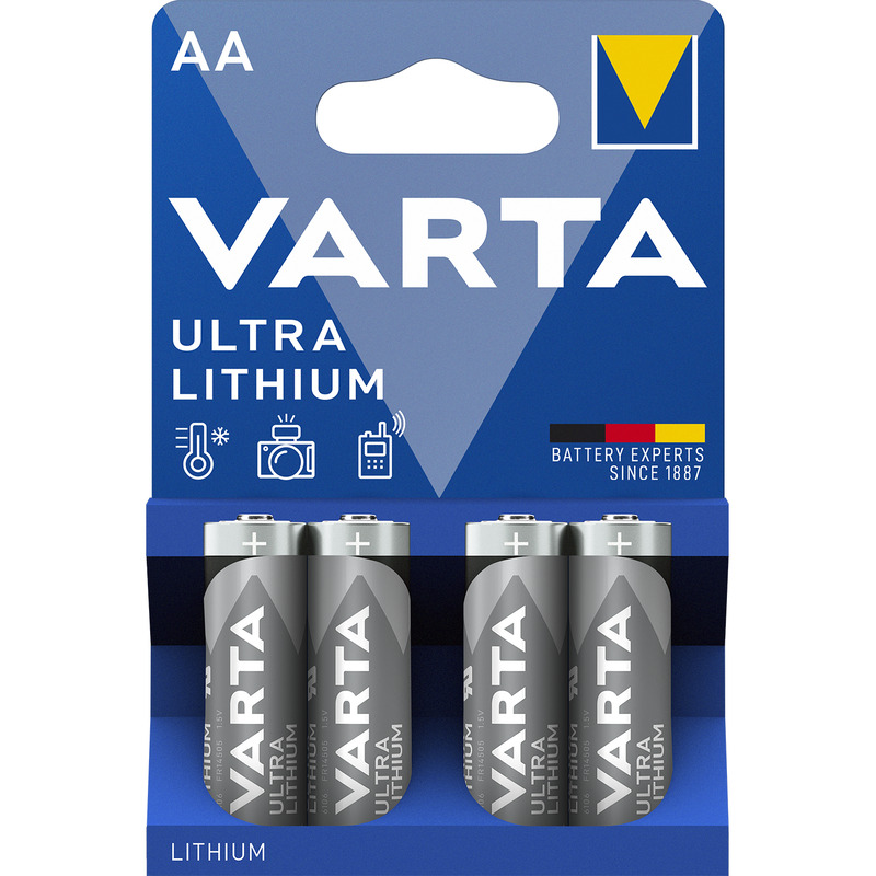 Varta Batterien Ultra Lithium, AA/LR06, 2900 mAh, 4 Stück