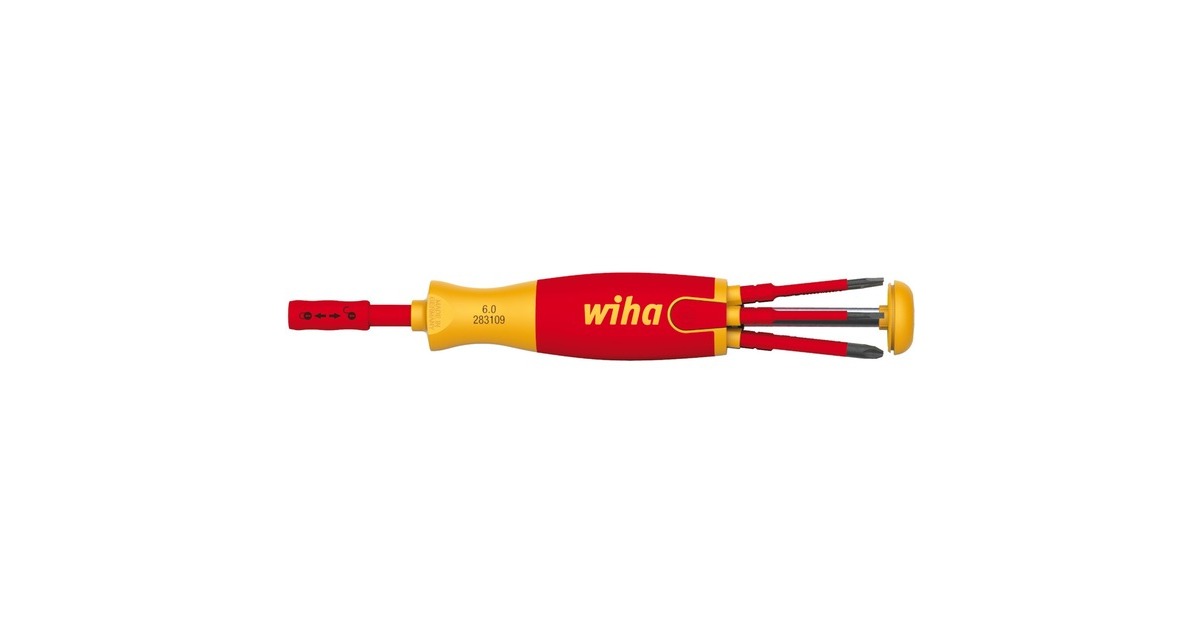 WihaSchroevendraaier met (PH, SL) bitmagazijn LiftUp electric  (Rood/geel, 7‐delig)