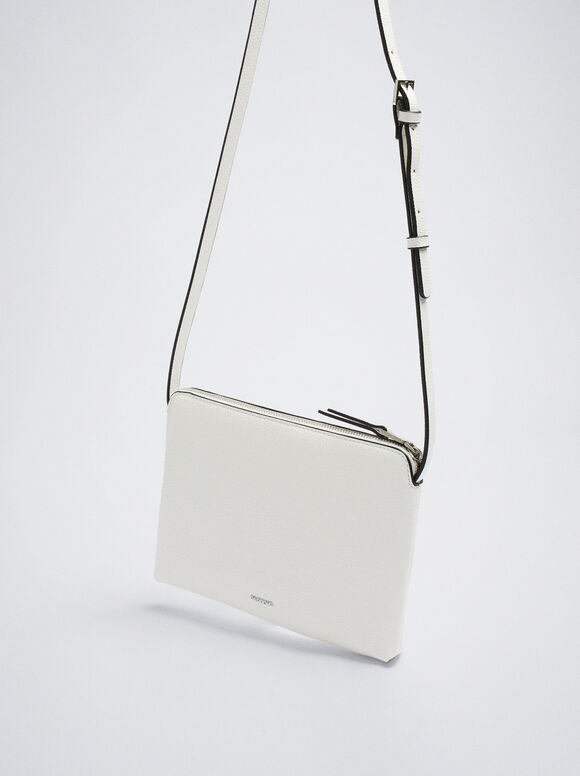 Bolsa de ombro com bolso externo - Branca