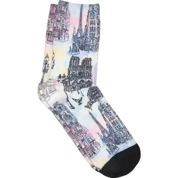 Damensocke 360° Print schwarz / bunt Gr. 35 / 38