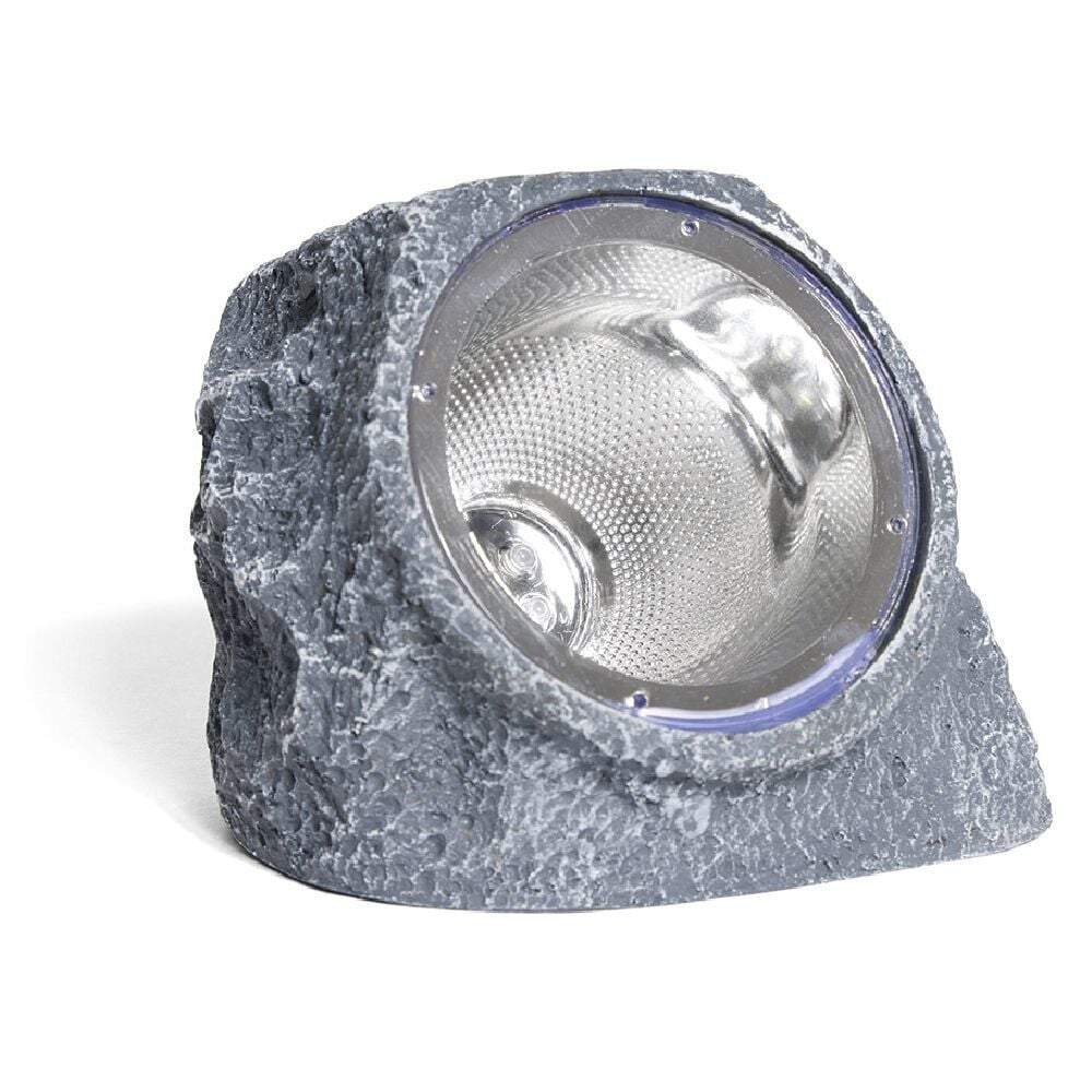 Lampe solaire design pierre LED blanc froid Ø14xH11cm