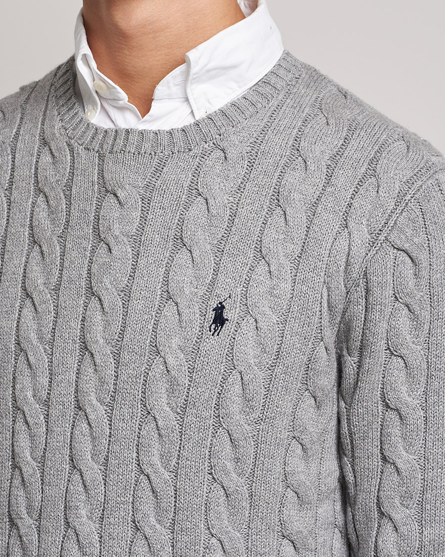 Polo Ralph Lauren Cotton Cable Pullover Fawn Grey Heather