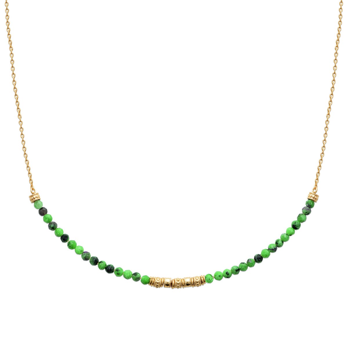 Collier Brillaxis perles rubis zoisite