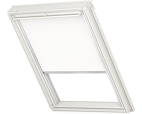 VELUX verduisterend rolgordijn, effen wit, handmatig, wit frame, DKL C02 1025SWL