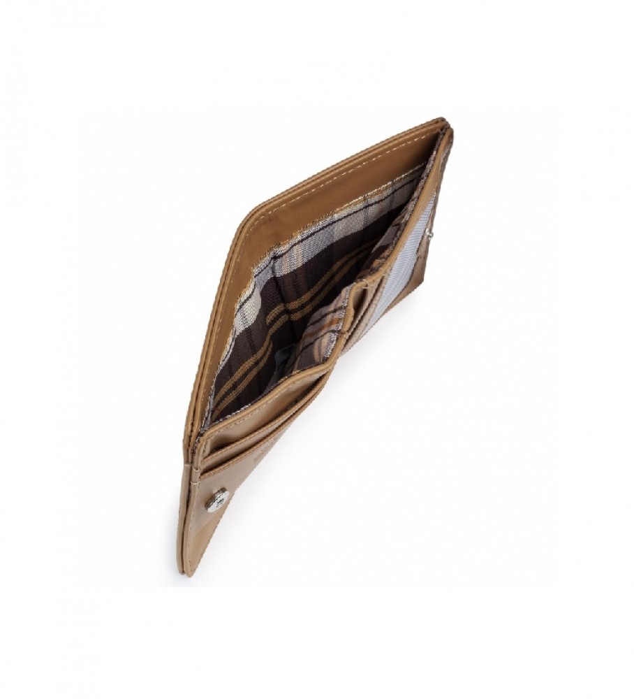 Carteira Lois em couro, modelo 202044, cor camelo - 10x8,7cm -